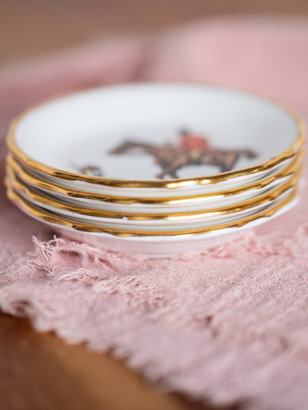 Royal Tuscan Tally Ho Mini Plates Set | Equestrian Trinket Dishes | Fox Hunt Rin - Picture 4 of 11